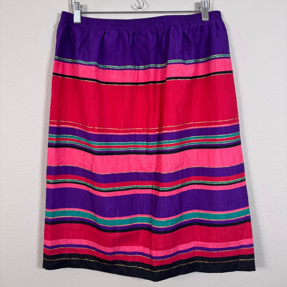 Vintage 80's Blue Hawaii Liberty House Coastal Cruise Stripe 2 Piece Skirt Set L - Picture 8 of 13